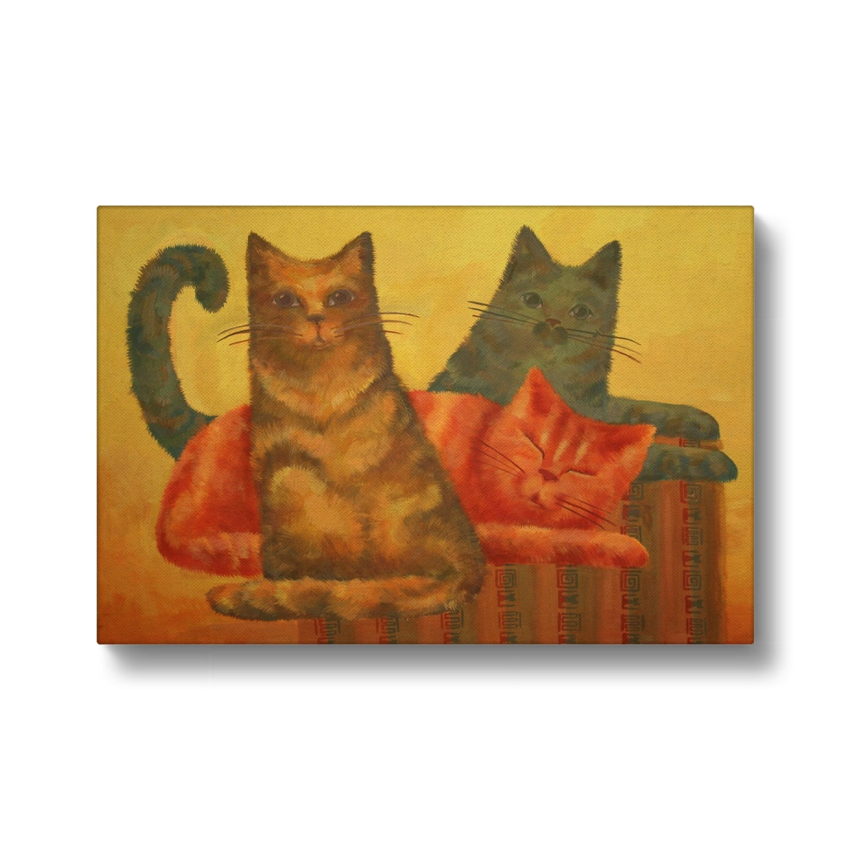 Cat Family Oil Painting Canvas