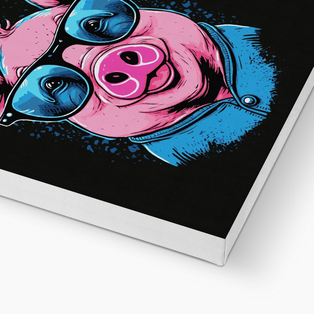 Animated Pig With Glasses Canvas