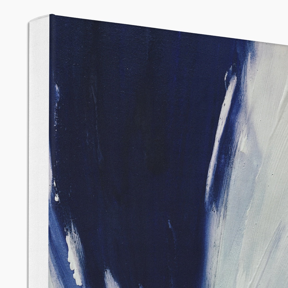 White & Blue Expressive Abstract Art Canvas