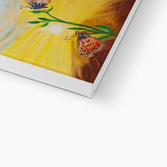 Sunset & Butterfly On A Flower Painting Canvas