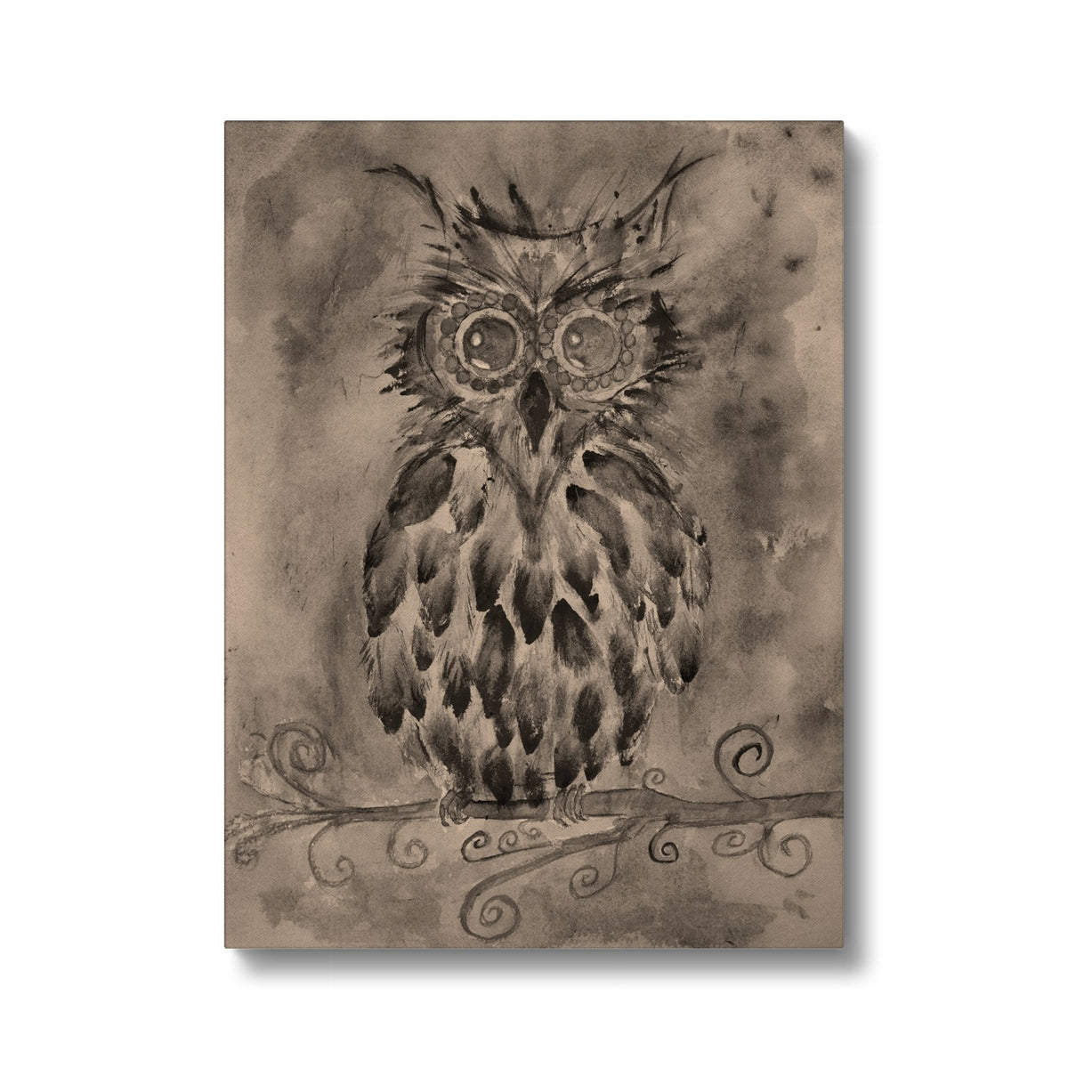 Owl Watercolor Painting Canvas