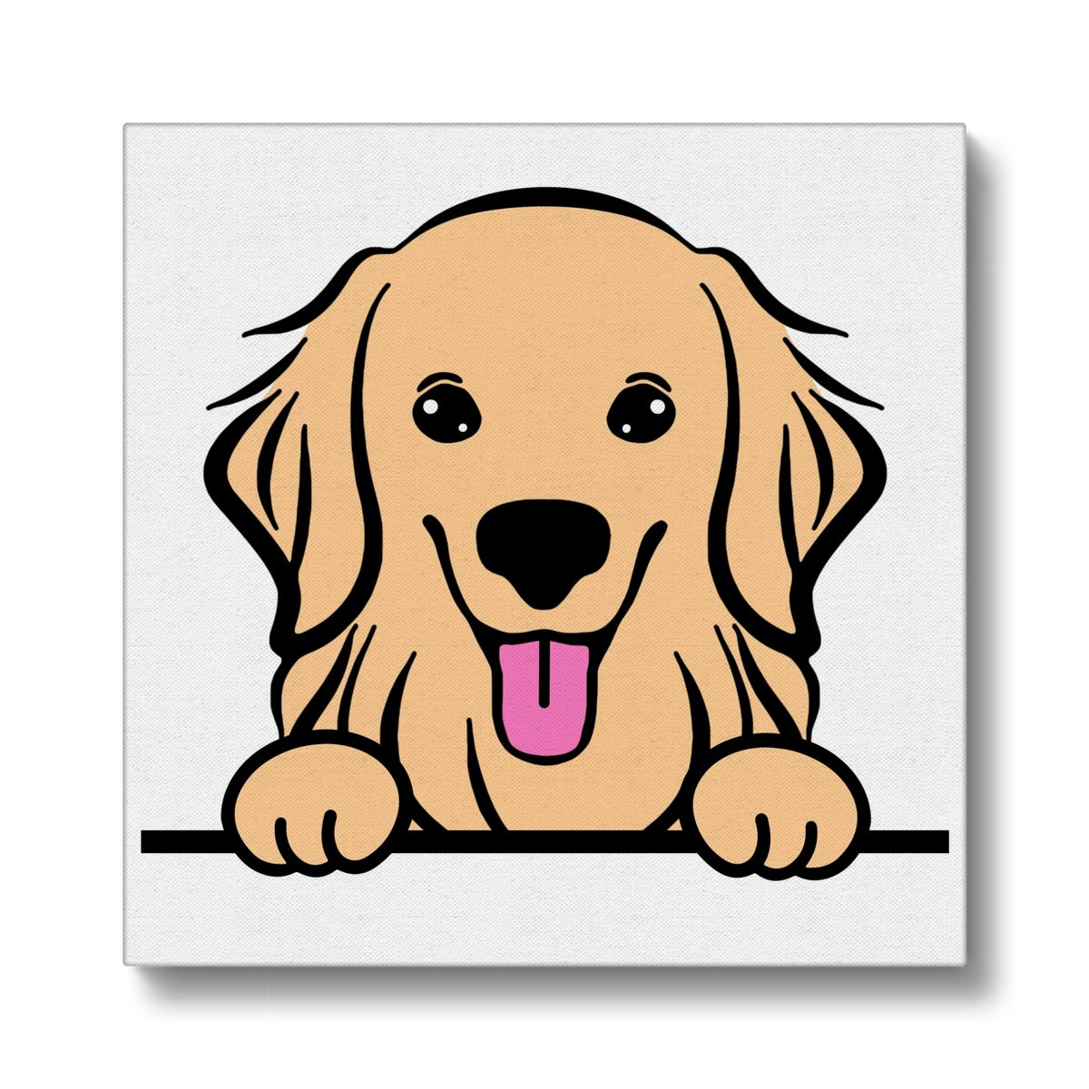 Happy Smiling Golden Retriever Illustration Canvas