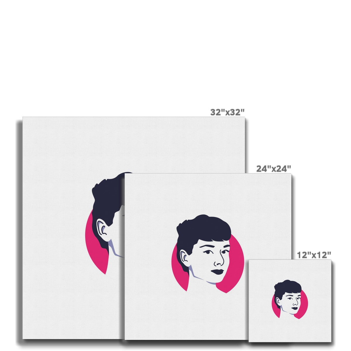 Pink & White Audrey Hepburn Illustration Canvas