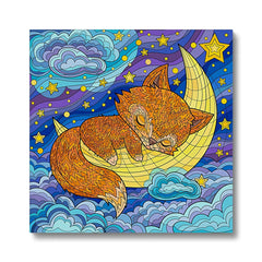 Little Fox Sleeping On Moon Canvas