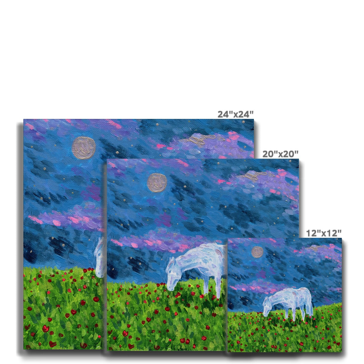 White Horse & Flower Garden Canvas