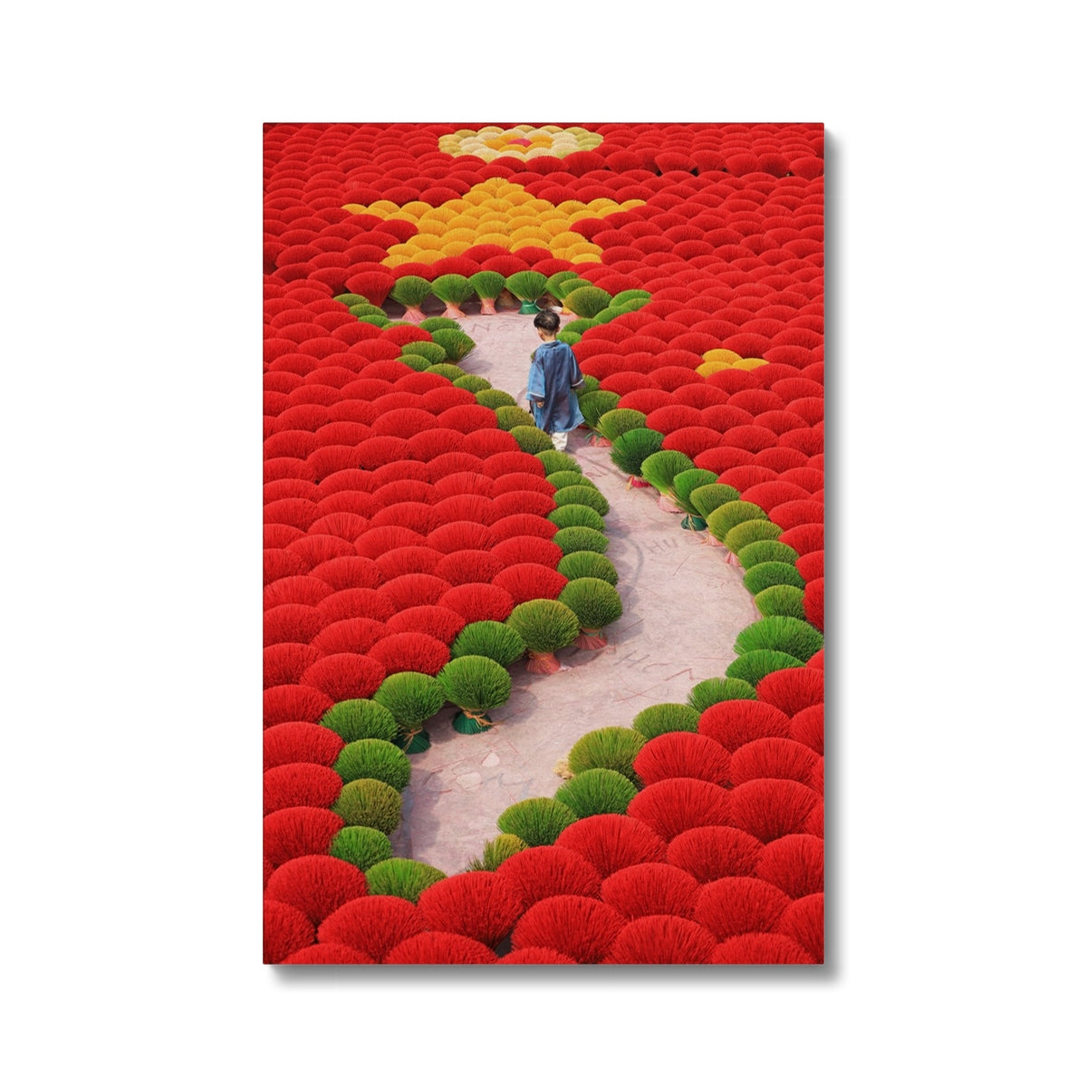 Red & Green Flower Field Canvas