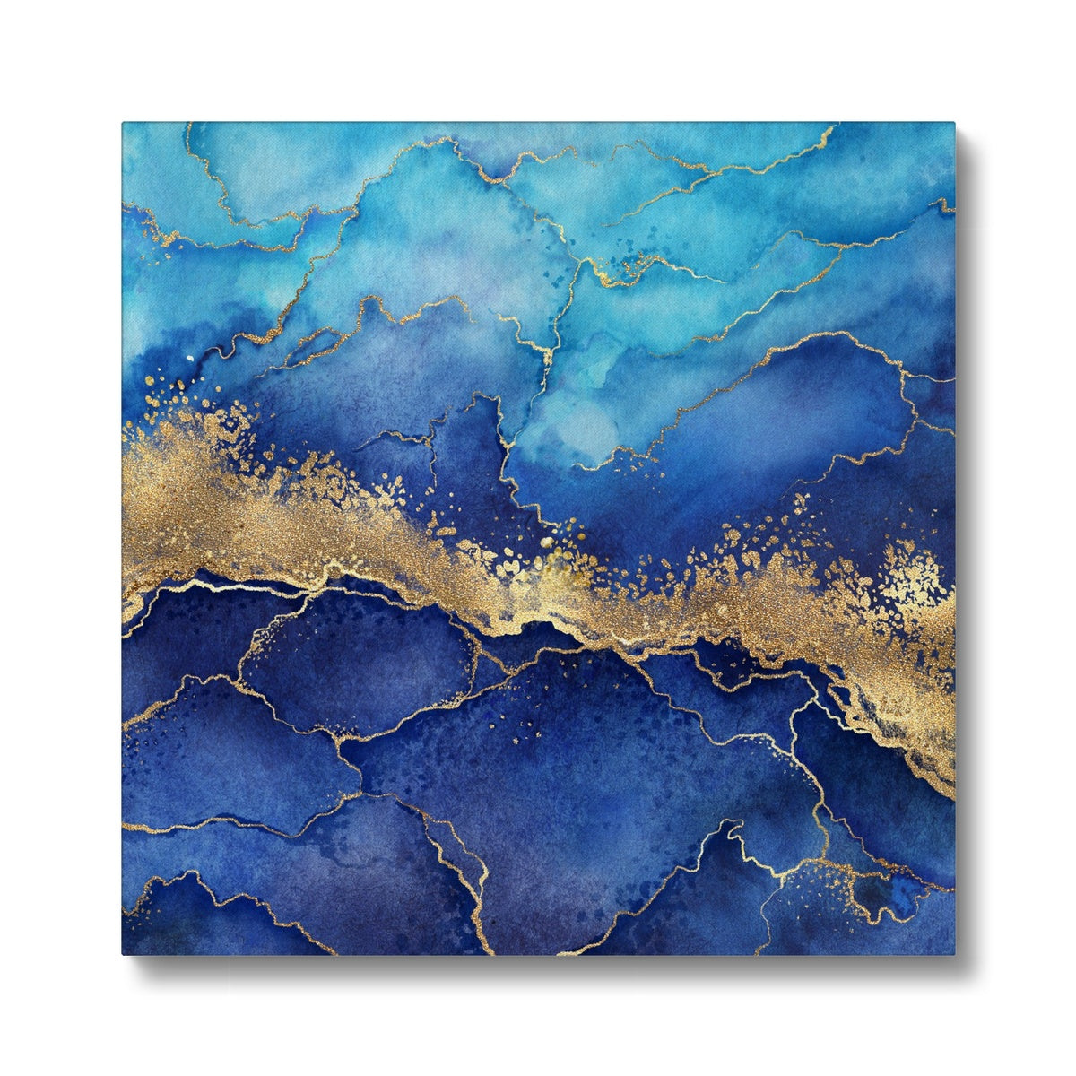 Blue & Gold Glitter Wall Art Canvas