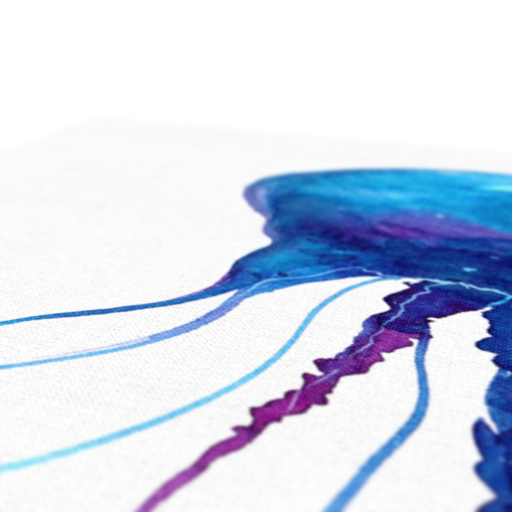 Blue Jelly Fish Watercolor Painting Canvas