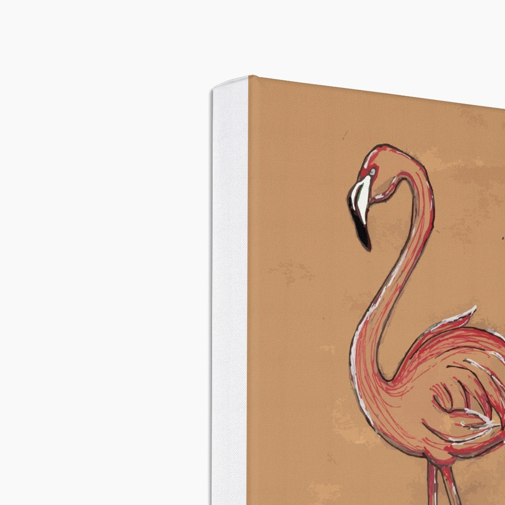 Peach Flamingo Sketch Canvas