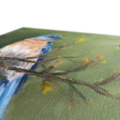 Blue Birdie On Branch Canvas