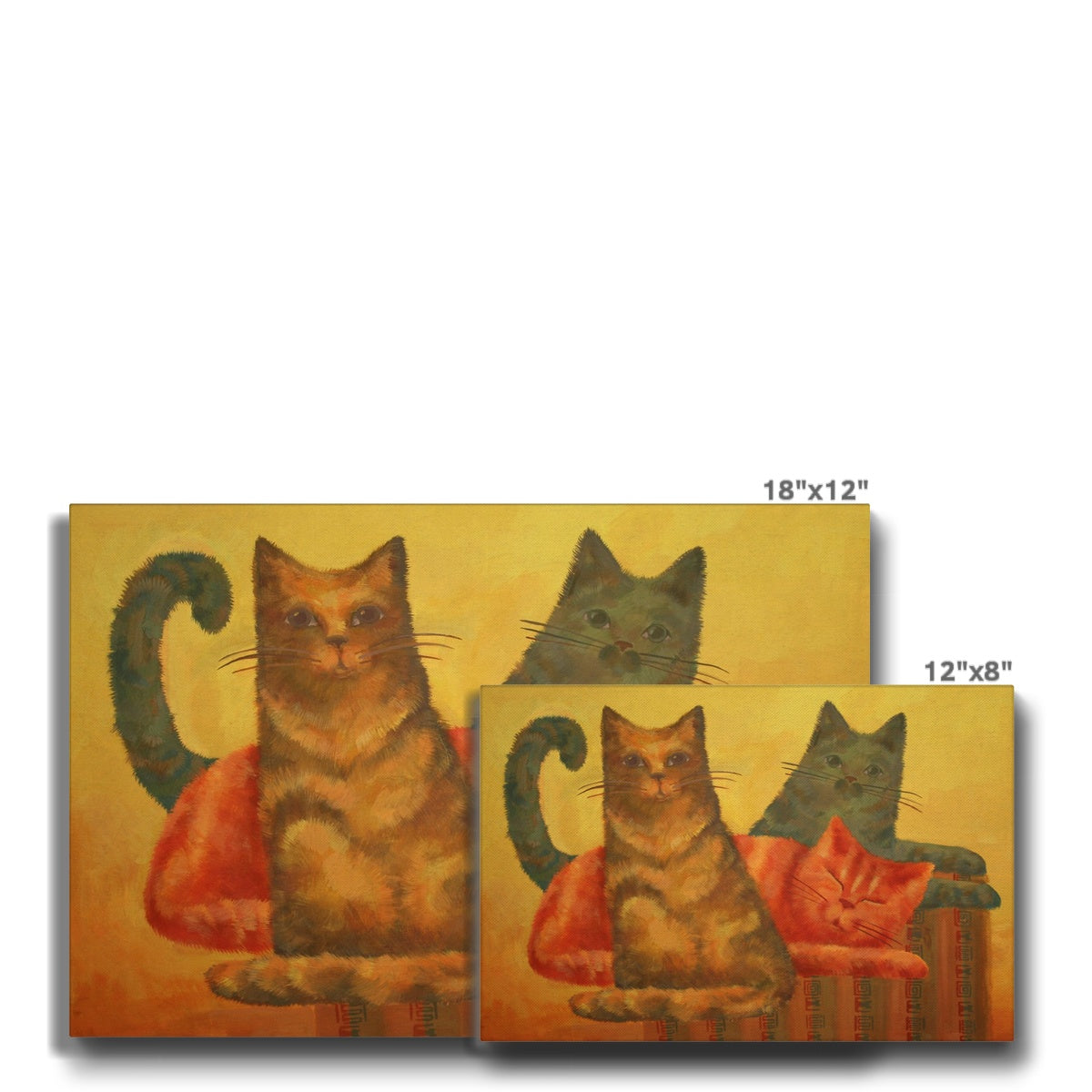 Cat Family Oil Painting Canvas