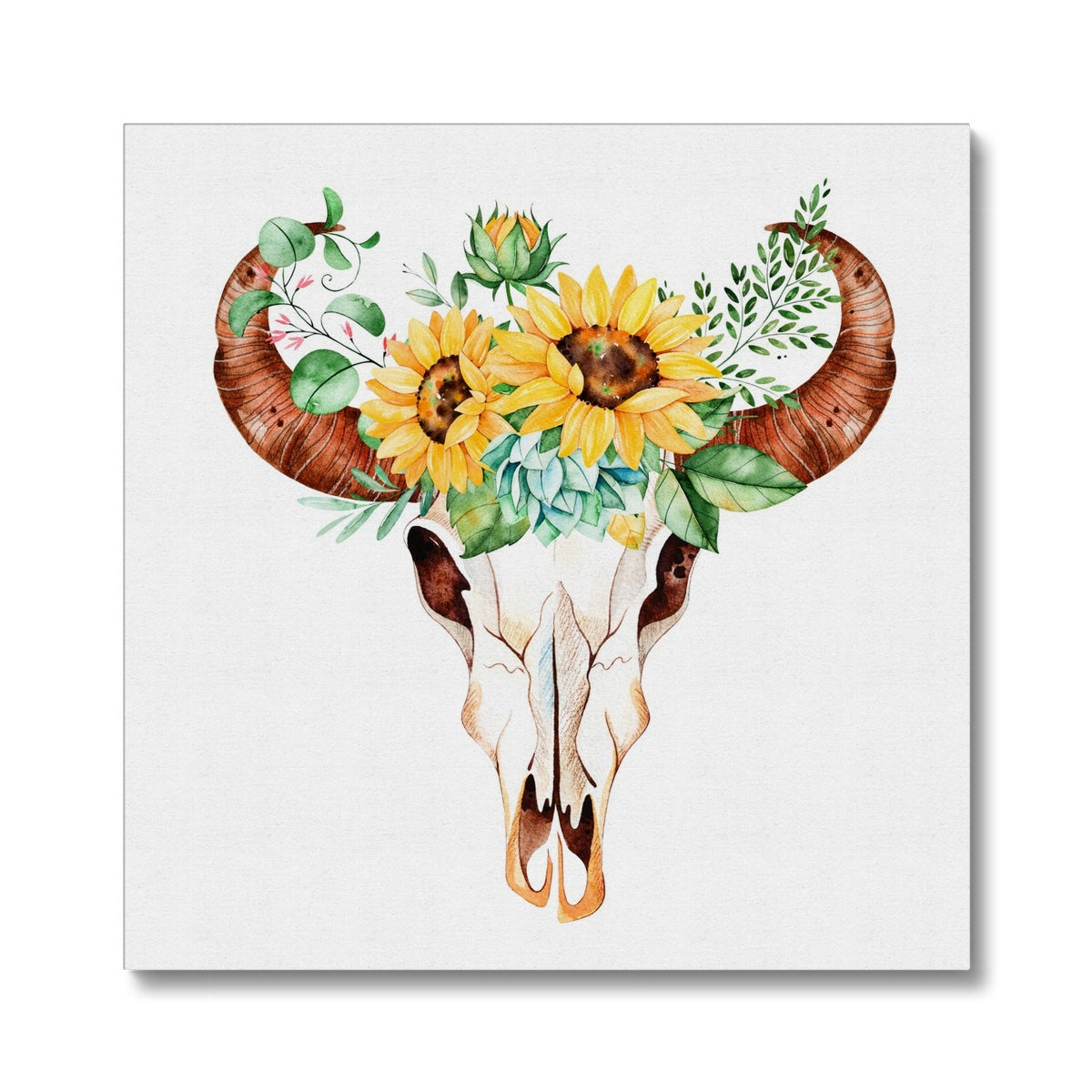 Abstract Sunflower & Skull Painting Canvas