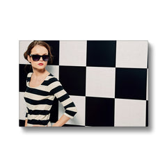 Impressive Black & White Checkered Dress Canvas