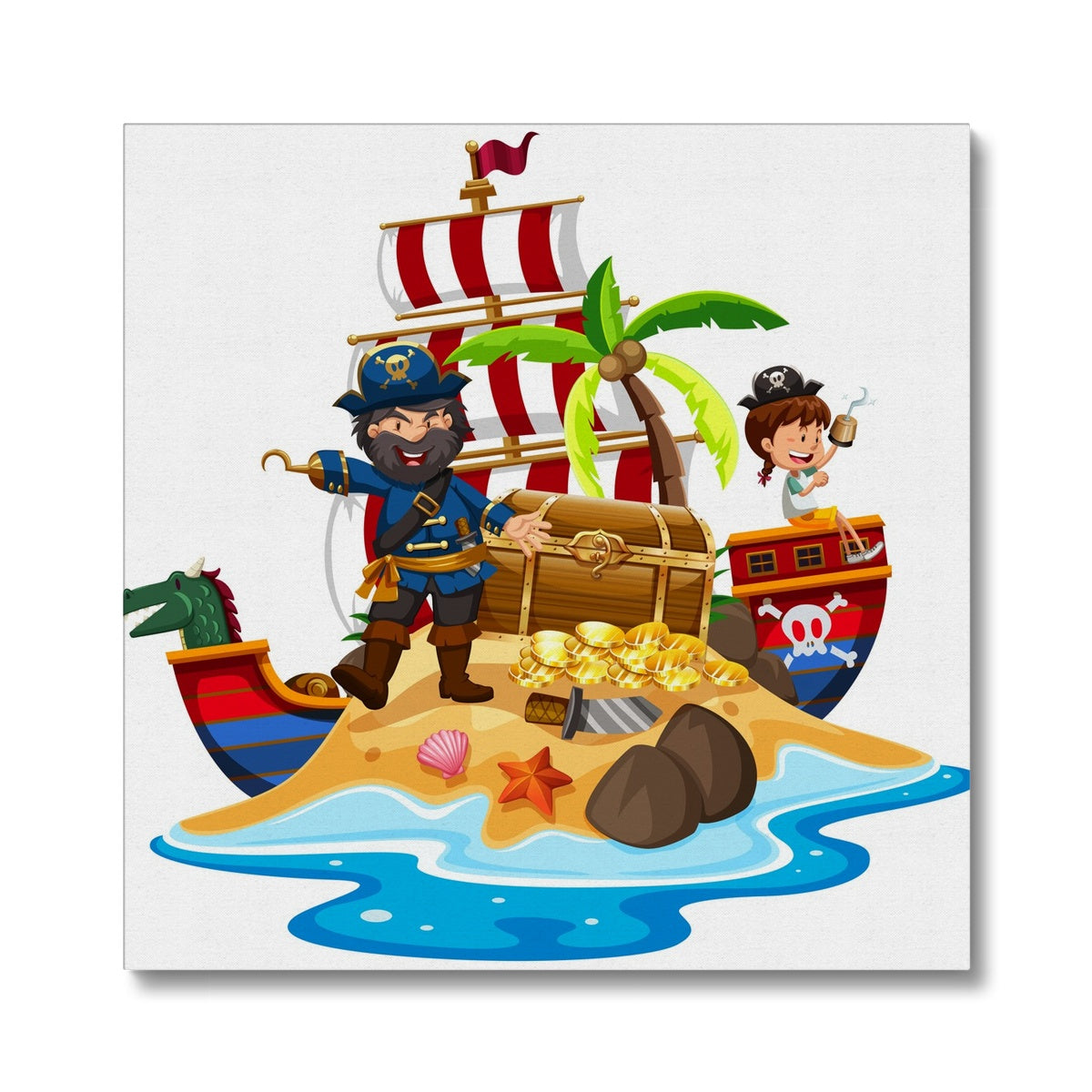 Pirates & Treasures By The Sea Art Canvas