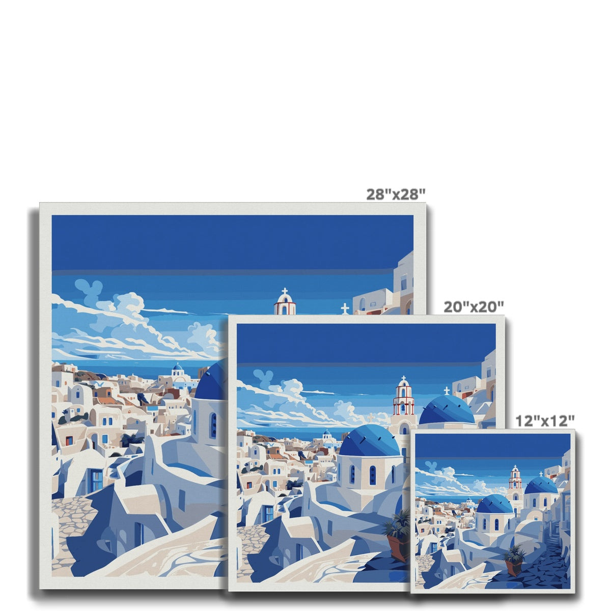 Illustration Of Blue Dome Church Santorini Canvas