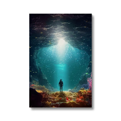 Caveman In Sea Art Canvas