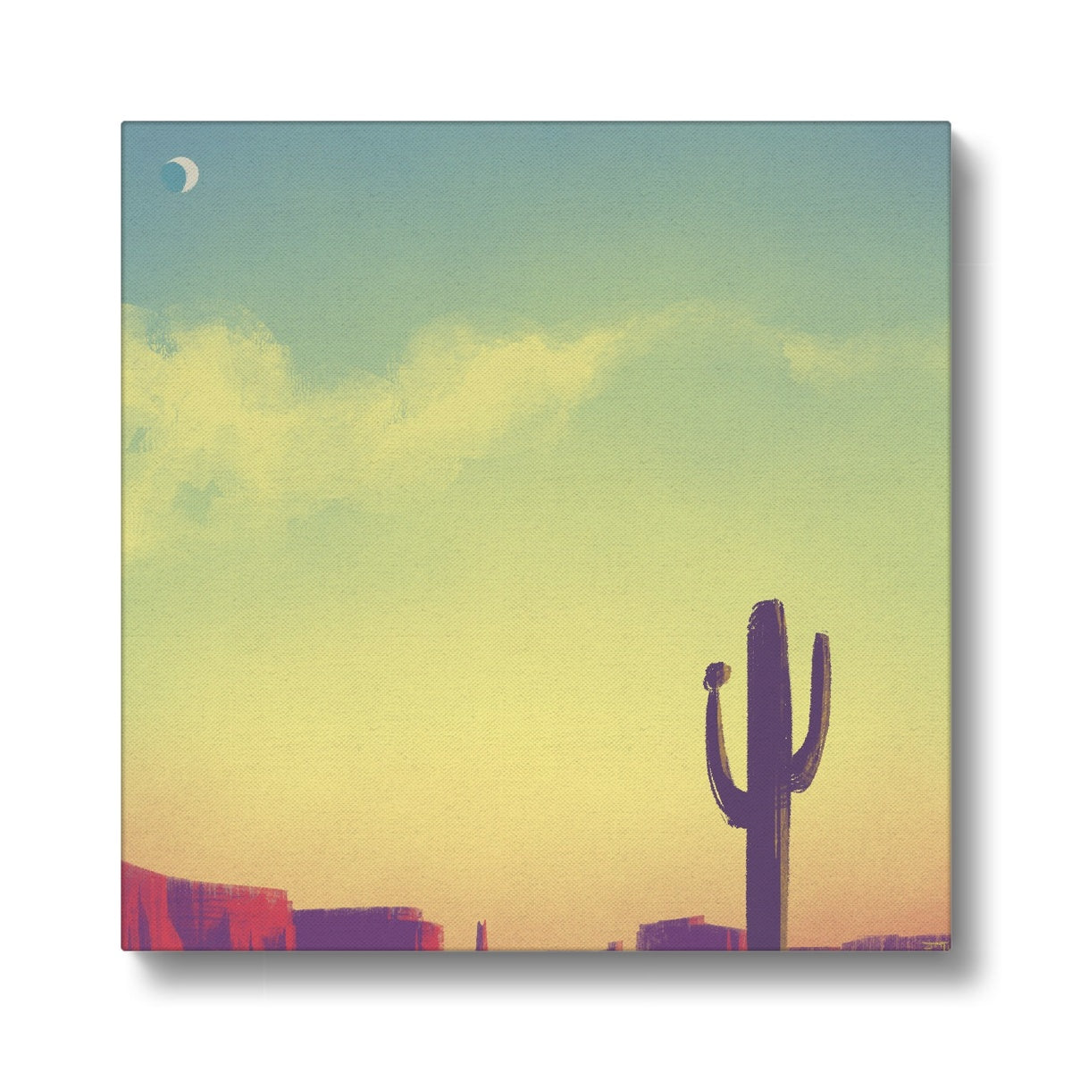 Painting Of Sky & Cacti Canvas