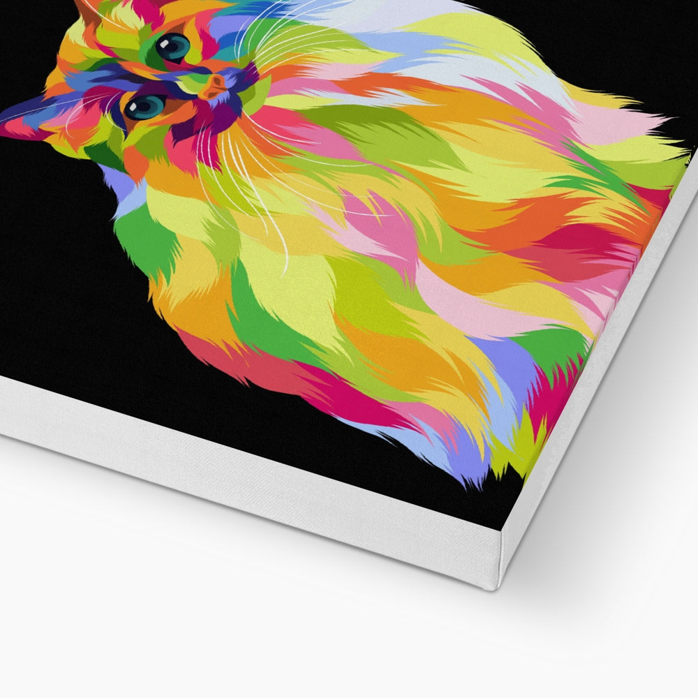 Multicolor Fluffy Cat Canvas