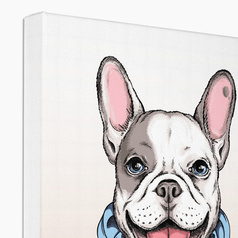 French Bulldog In Blue Hoodie Canvas