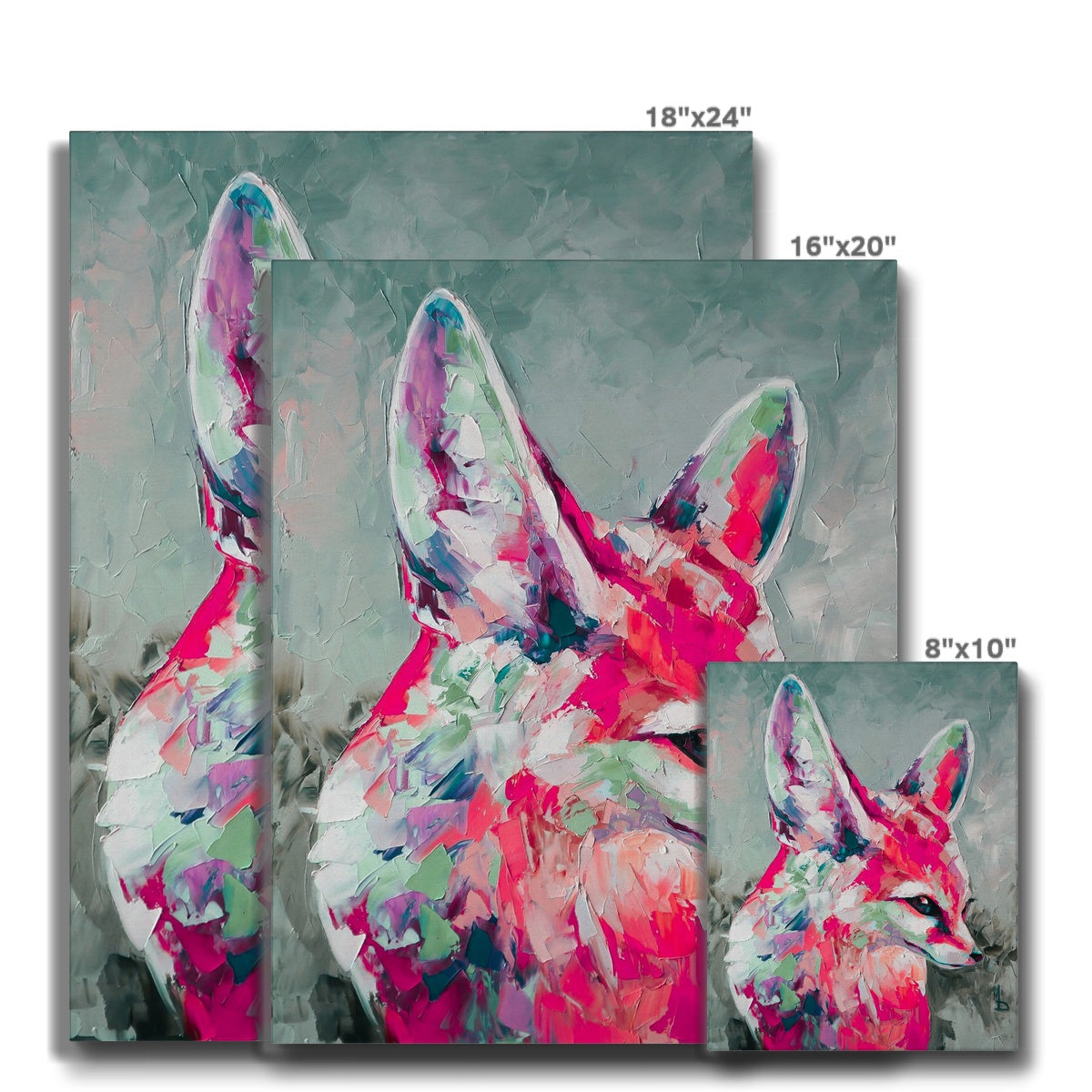 Pink Fox Abstract Art Canvas