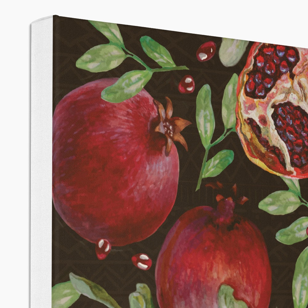 Pomegranates Black Seamless Print Canvas