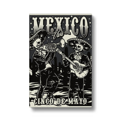 White & Black Cinco De Mayo Art Canvas