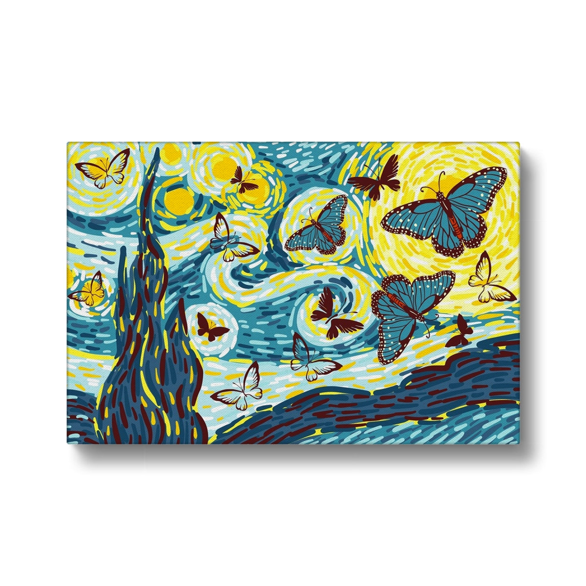 Butterflies In Van Gogh World Canvas