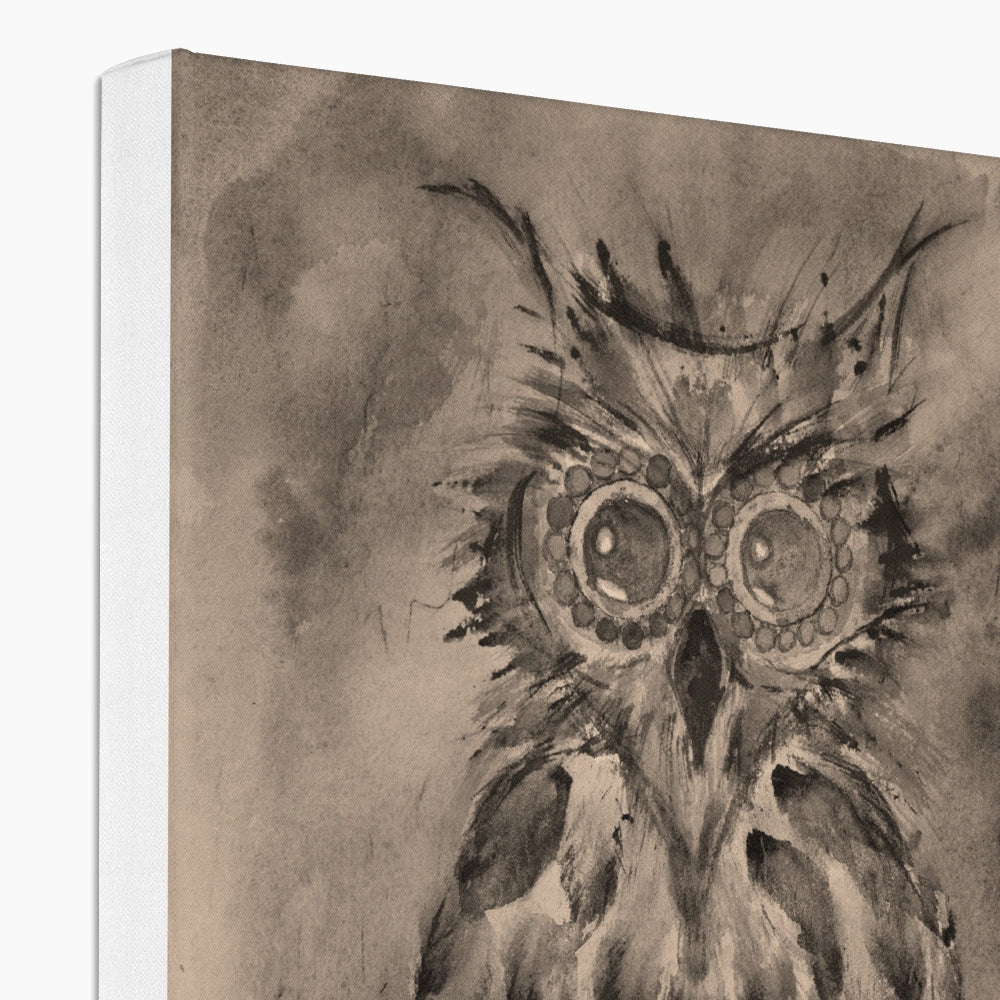 Owl Watercolor Painting Canvas