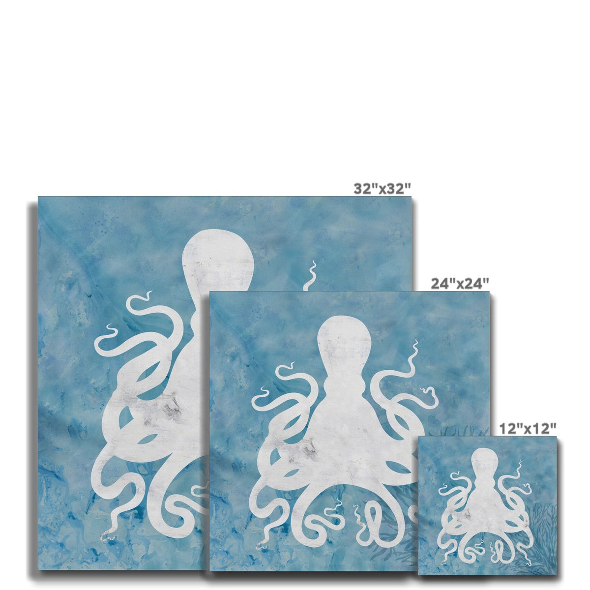 White & Blue Octopus Painting Canvas