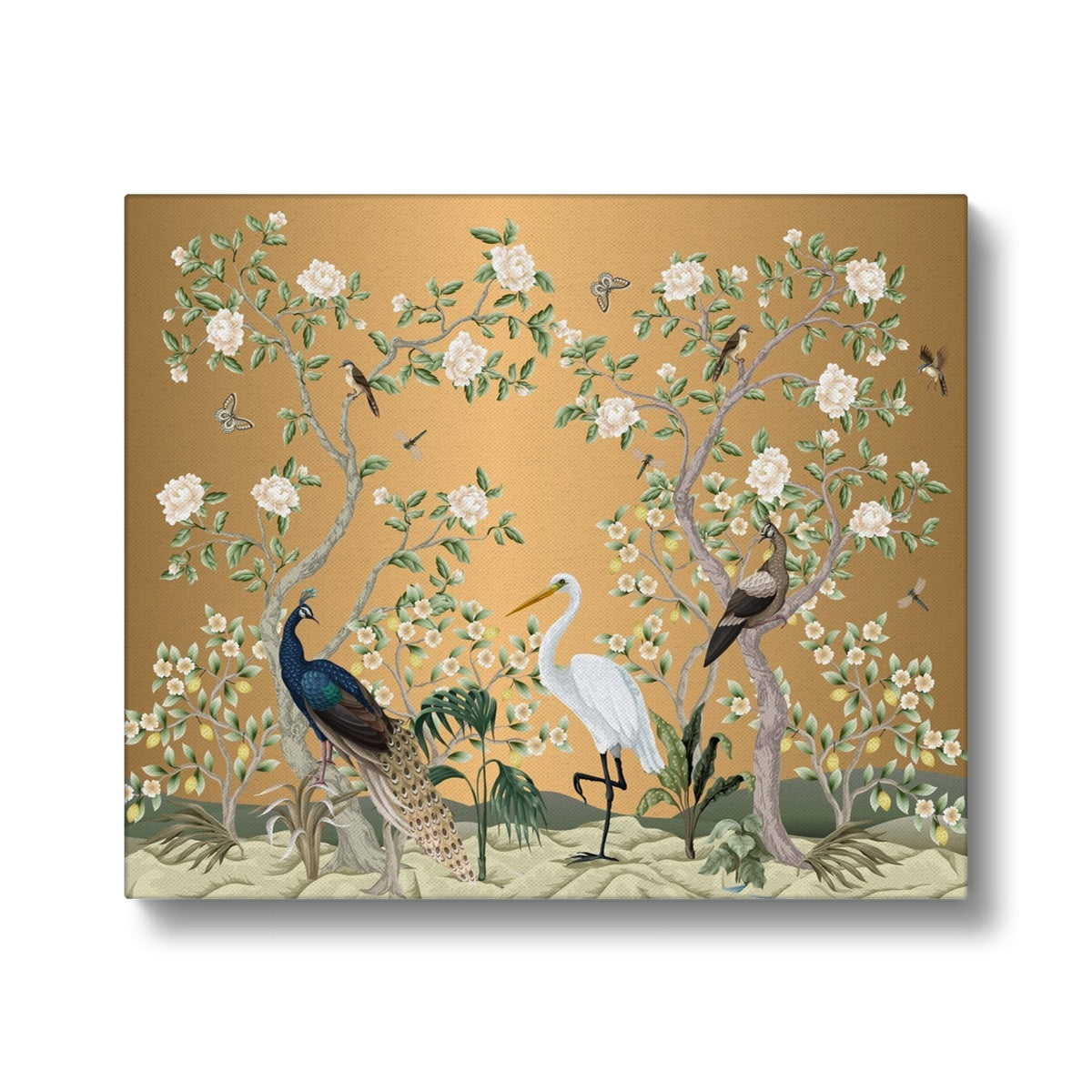 Peacocks & Chinoiserie Wall Art Canvas