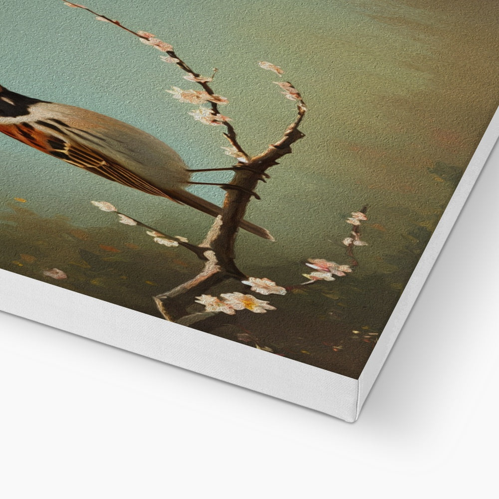 Small Sparrow & Cherry Blossom Canvas