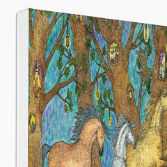 Three Horses In Forest Canvas