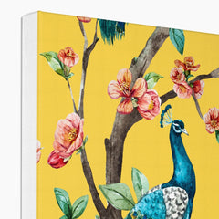 Yellow Seamless Peacock Print Canvas