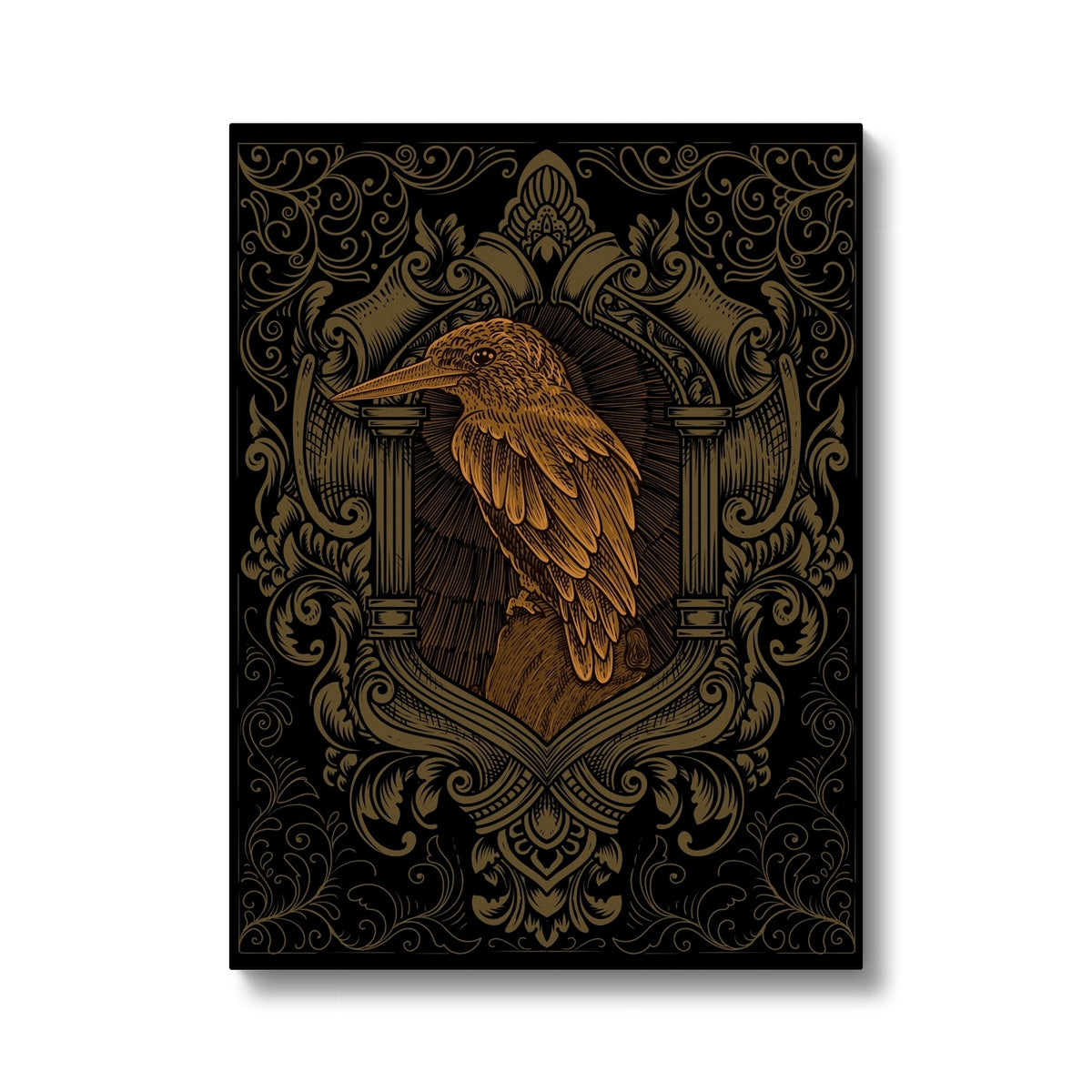 Black & Gold Hummingbird Wall Art Canvas