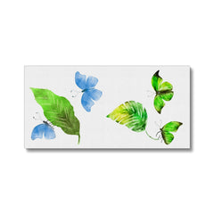 Green Leaves & Blue Butterfly Painting Canvas