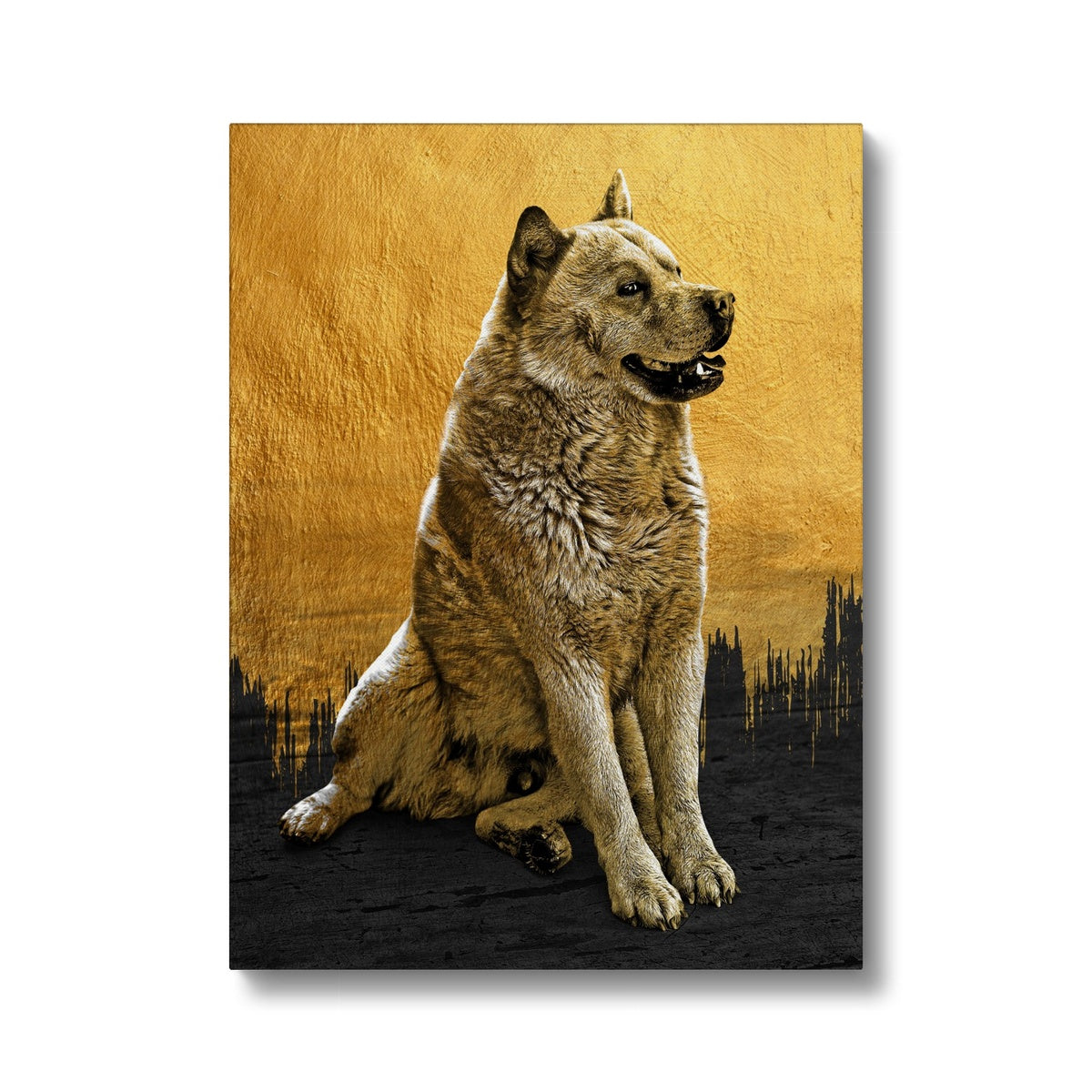 Black & Gold Dog Portrait Canvas