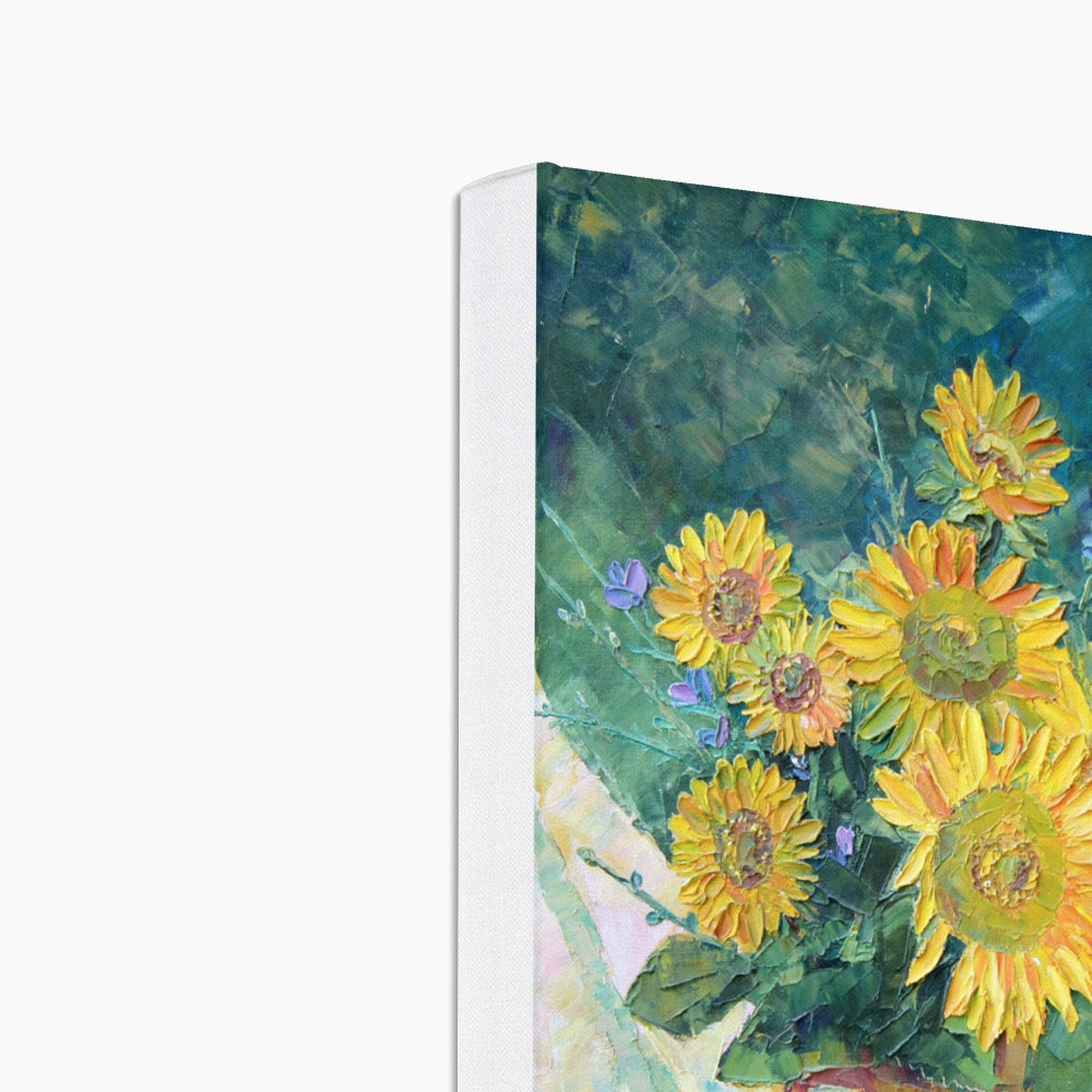 Sunflowers In Brown Pot Painting Canvas