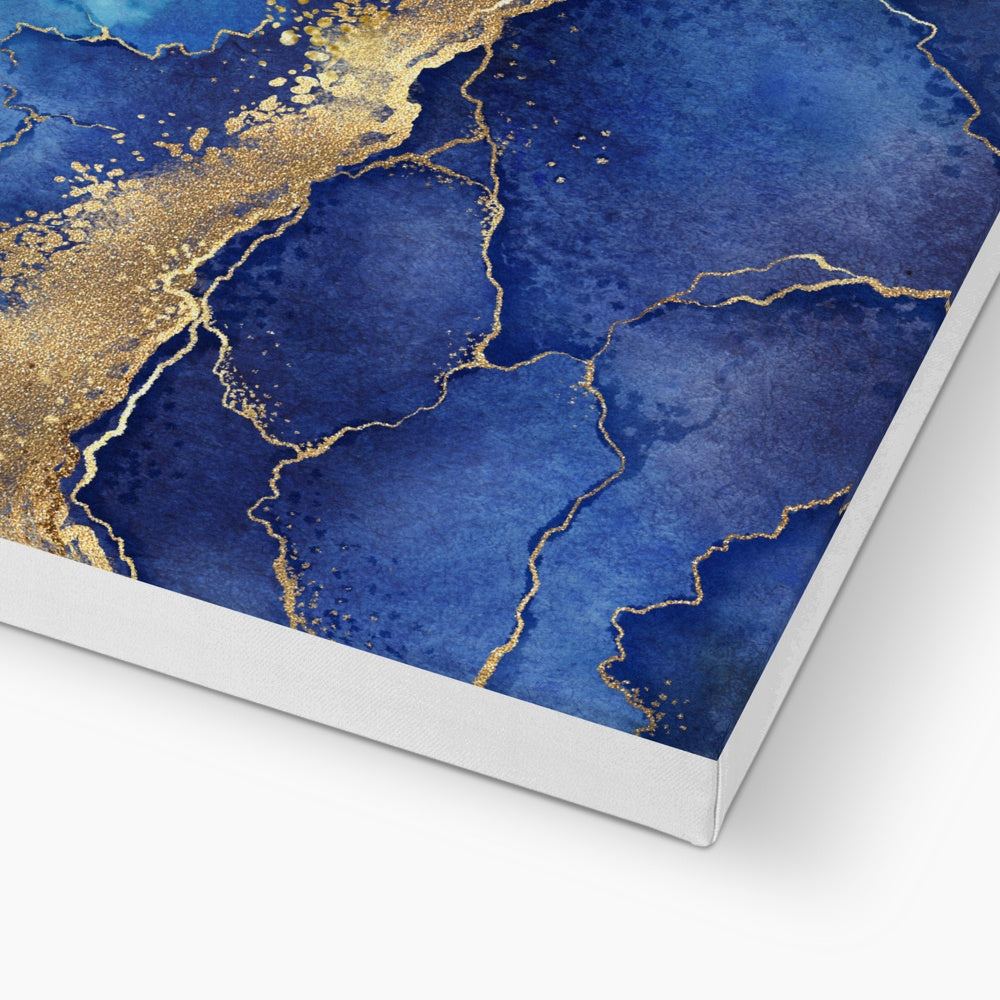 Blue & Gold Glitter Wall Art Canvas