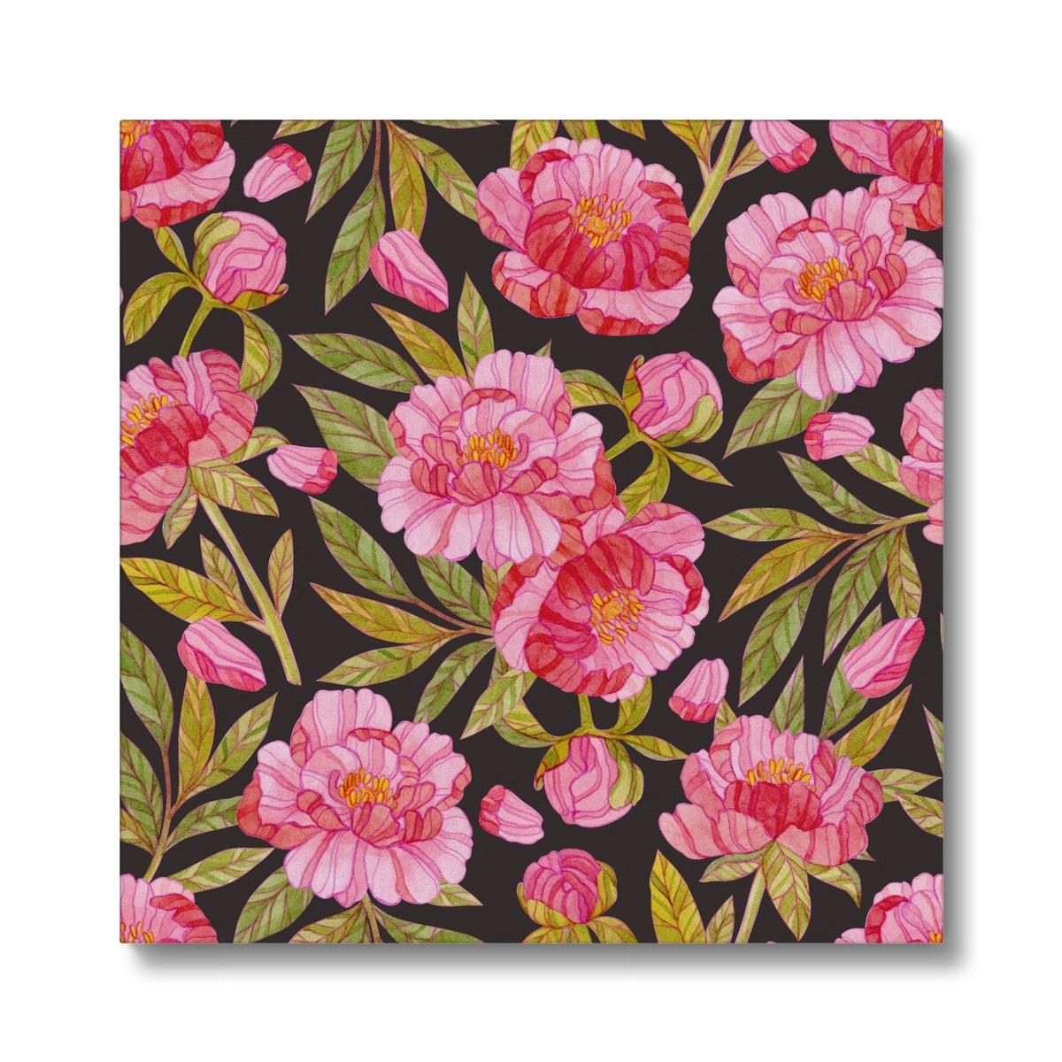 Maximal Black & Pink Floral Print Canvas