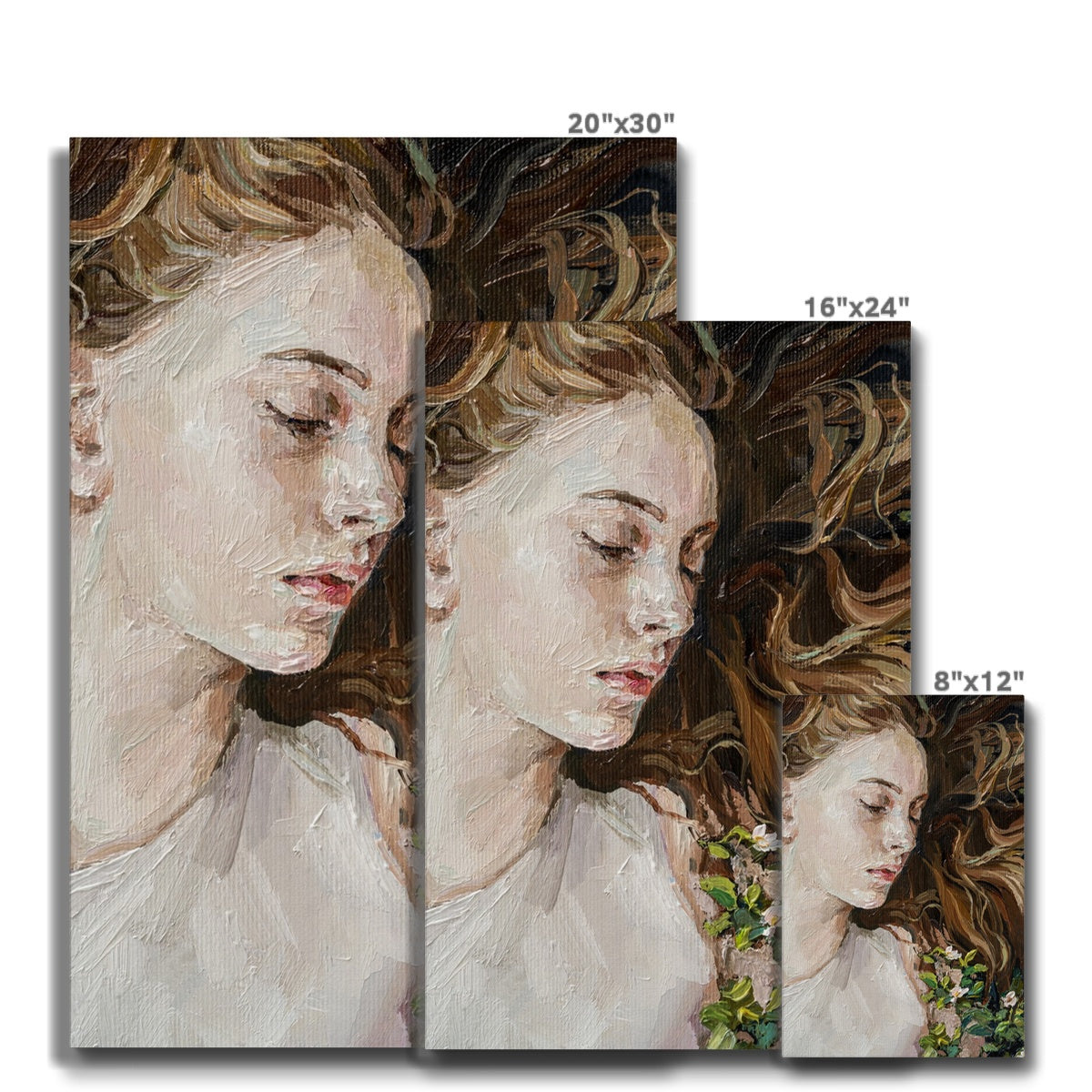 Sleeping Woman Flowers Canvas