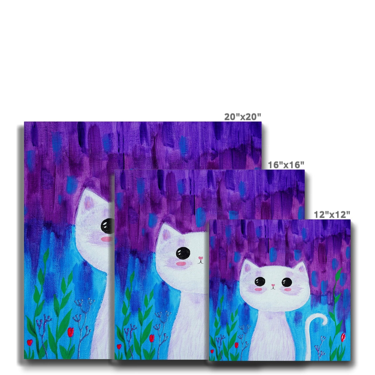 Amazed White Cat Painting Canvas