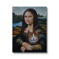 Monalisa Holding A Cat Painting Canvas