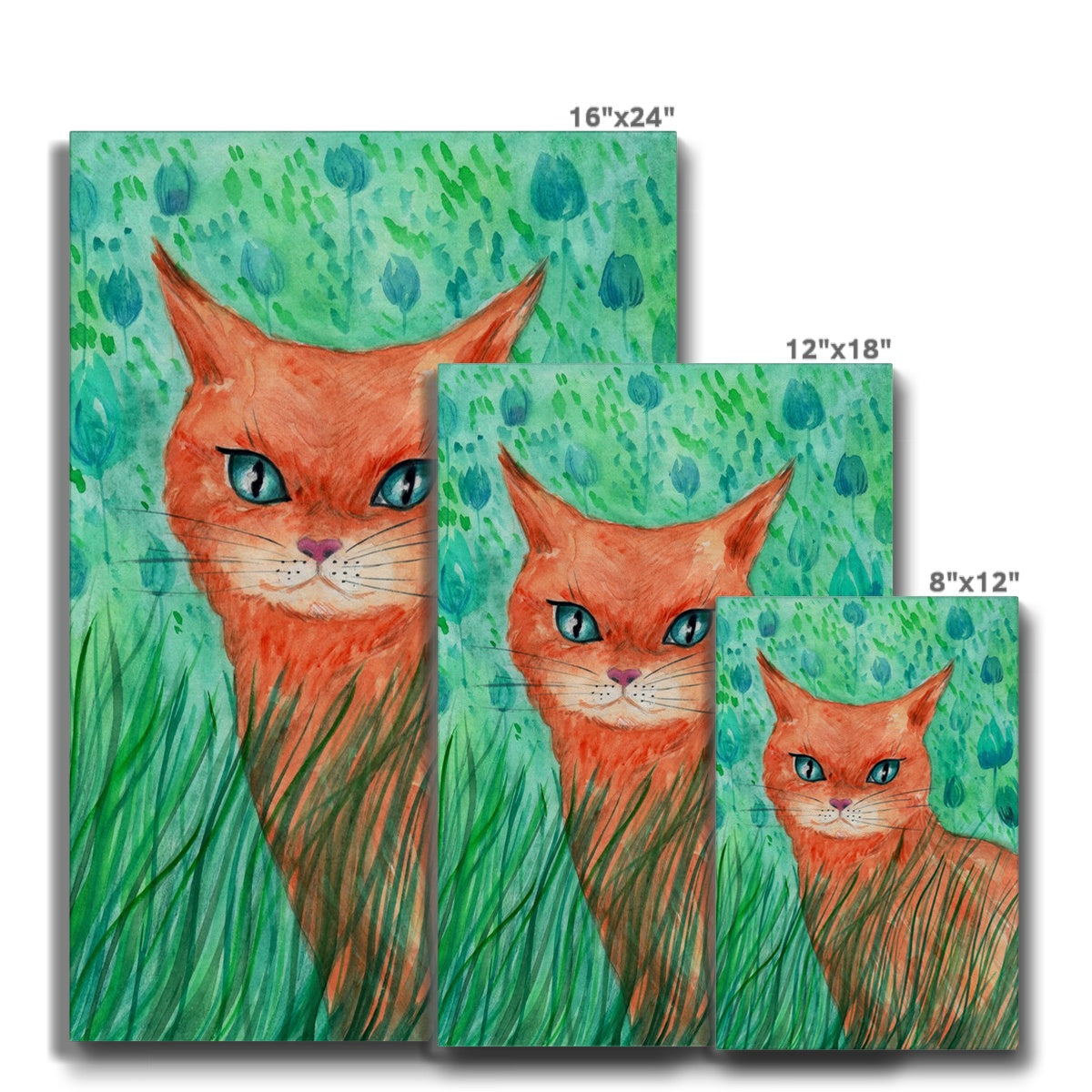 Orange Cat Illustration Canvas