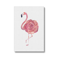 Flamingo & Giant Pink Rose Art Canvas