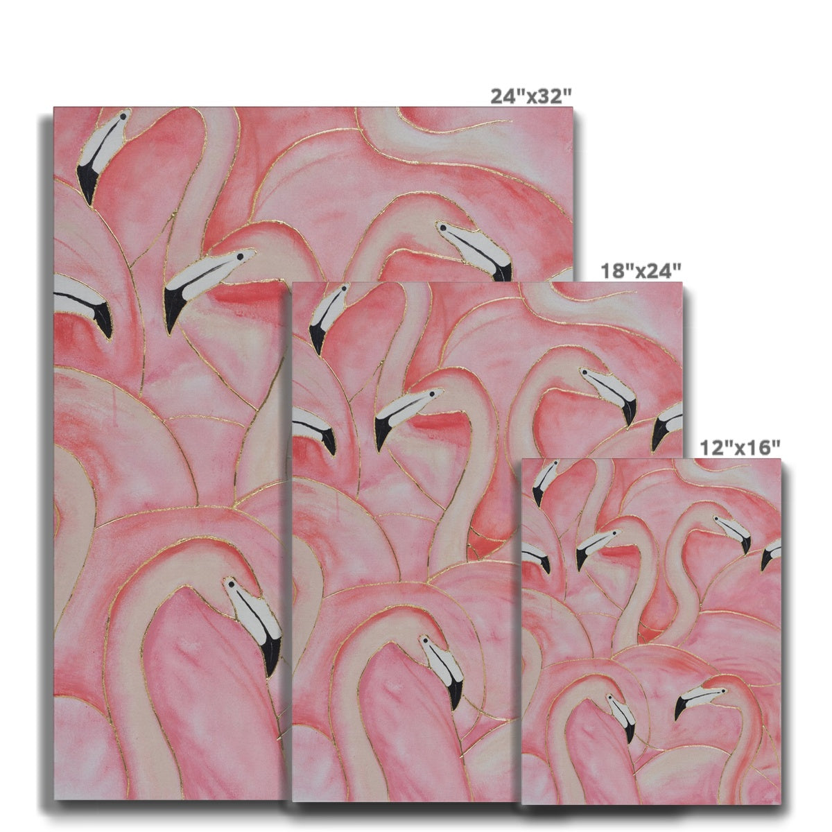 Seamless Flamingos Glittered Painting Canvas