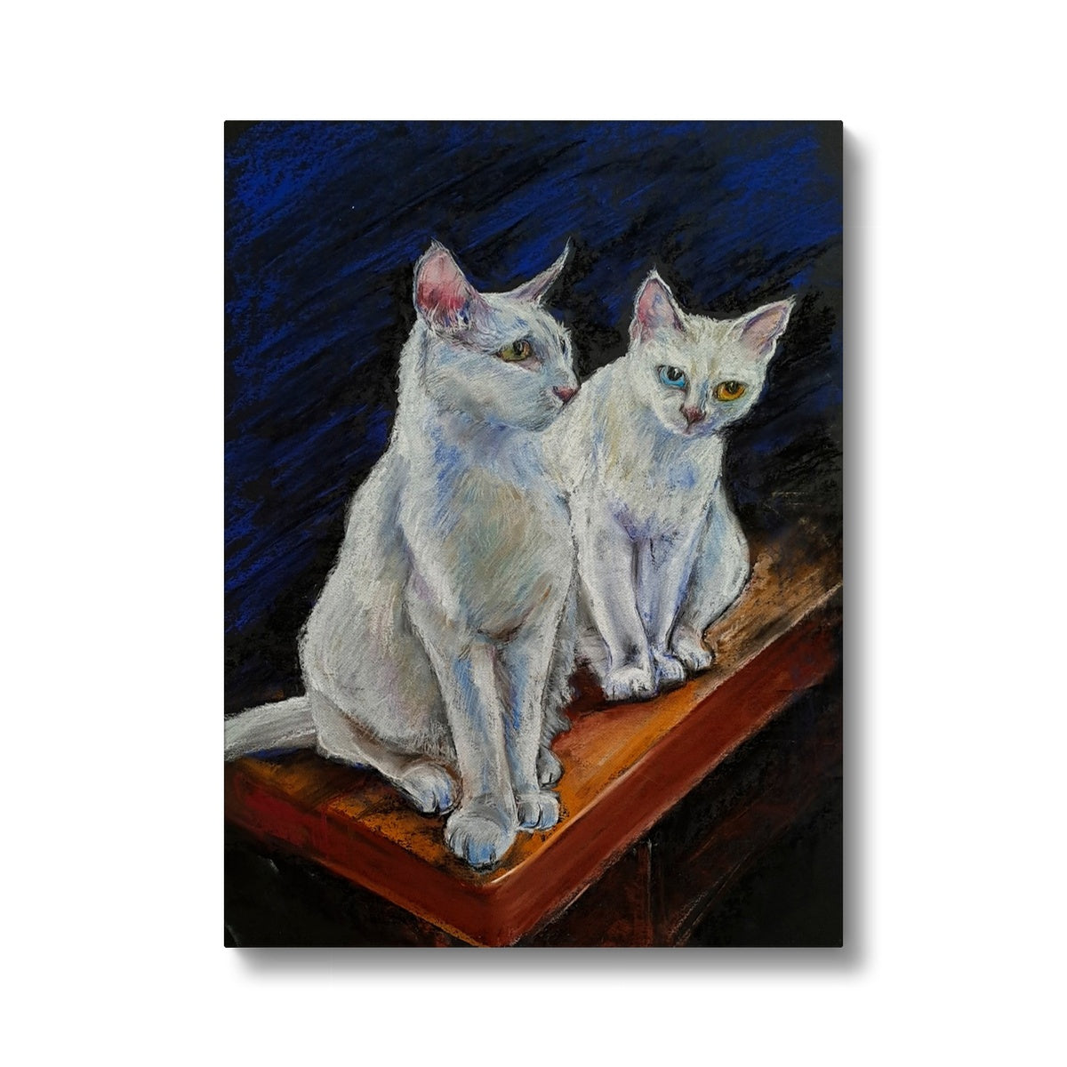 Two White Cats Portrait Canvas
