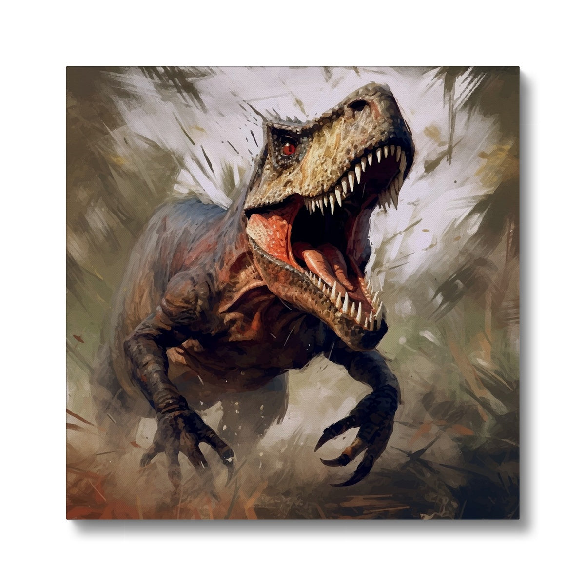 Scary Roar Of T-rex Art Canvas