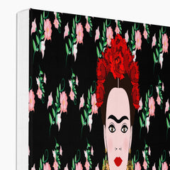 Farida Kahlo's Black Seamless Prints Canvas