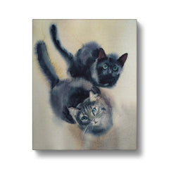Two Black Cats Canvas