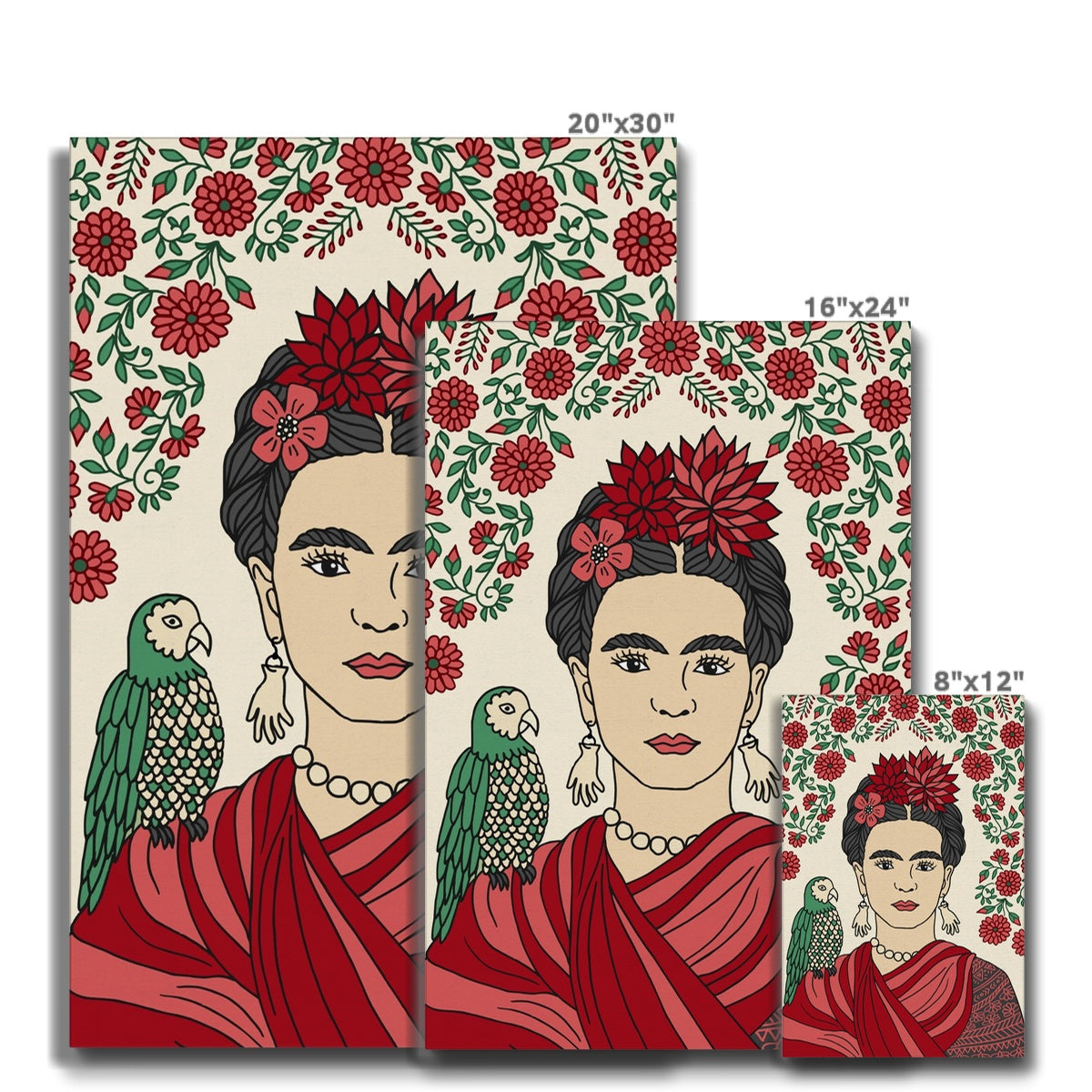 Farida Kahlo, Florals & Parrot Canvas